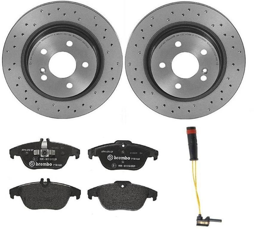 Mercedes Brembo Brakes Kit Pads and Rotors Rear (300mm) (Xtra) (LowMet) 2115401717 Brembo